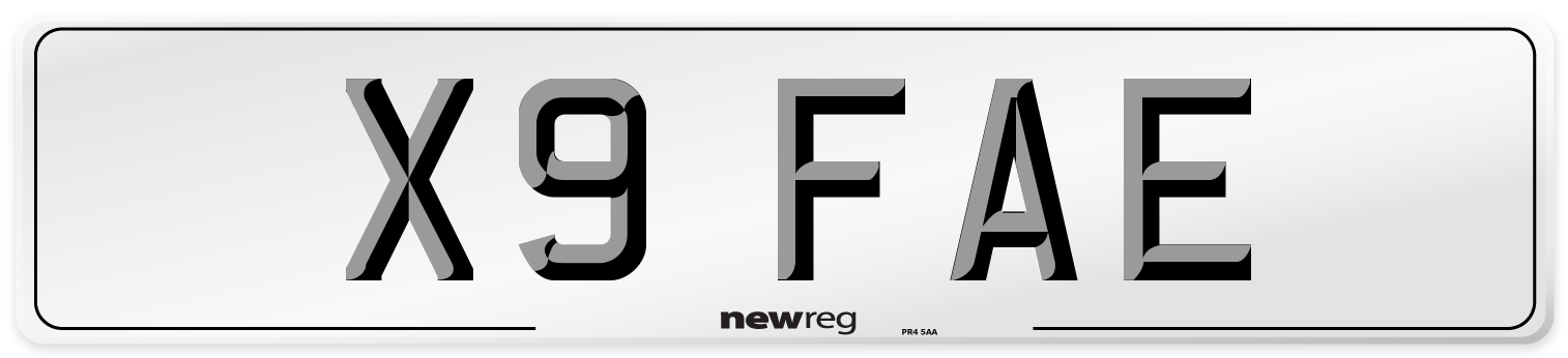 X9 FAE Number Plate from New Reg